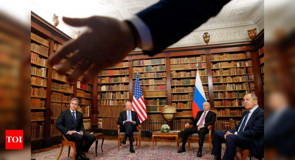 Biden-Putin meeting opens with reporters shoving - Times ...